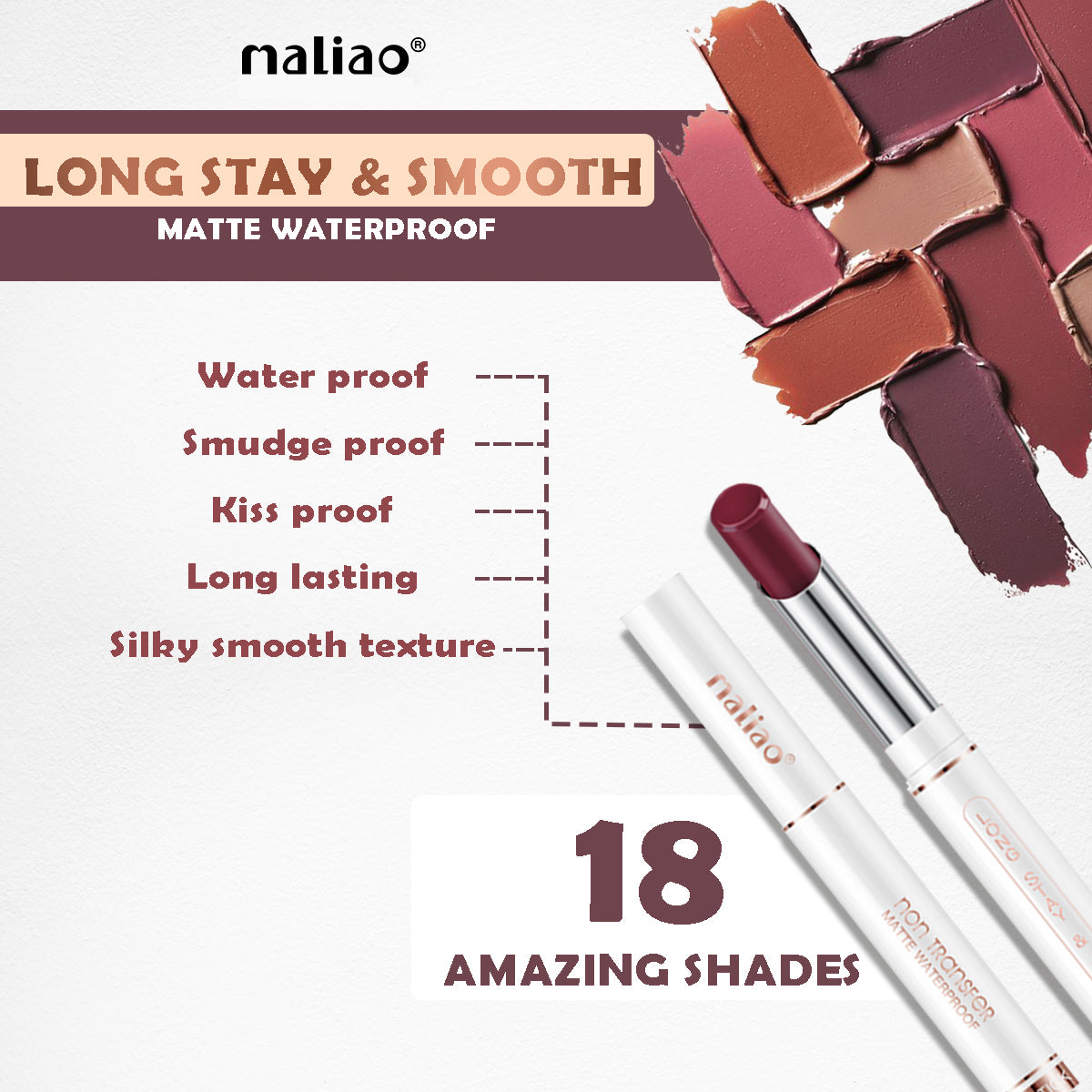 Maliao Non-Transfer Long Stay & Smooth Lipstick - Maliao Makeup
